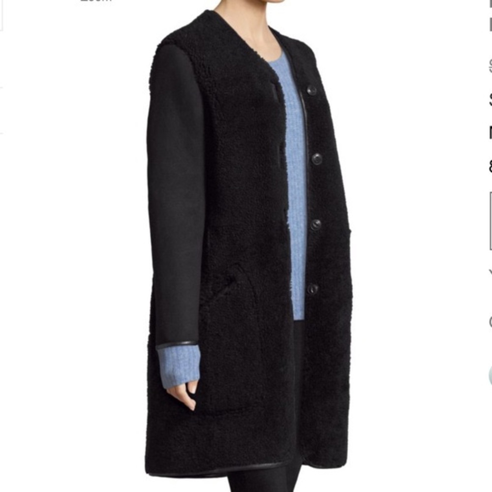 Rag&bone Blythe reversible shearling coat in black, Sz.XS for women.Pre-owned.